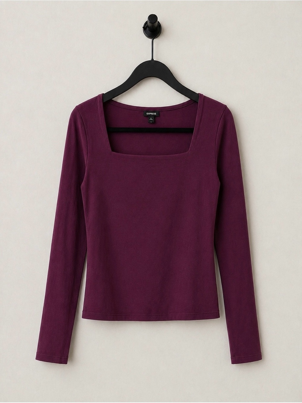 Express Square Neck Top Long Sleeve Burgundy Size S NWT Stretch